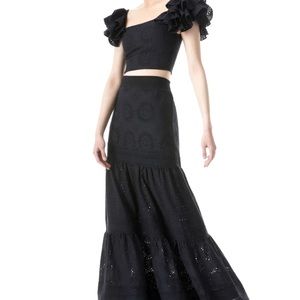 Alice and Olivia black Eyelet Maxi skirt. Sz 2.